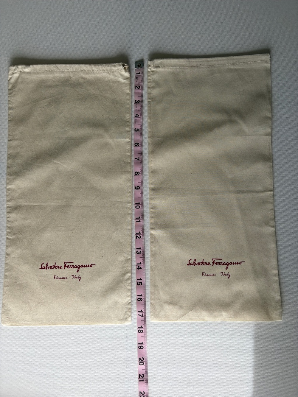 Salvatore Ferragamo Cream Pair of Logo Dust Bags